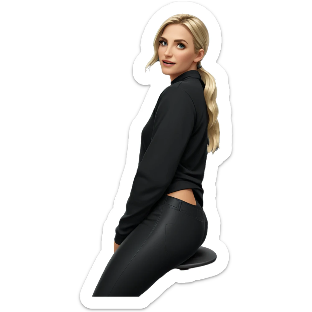 blonde girl indoors looking serene sticker