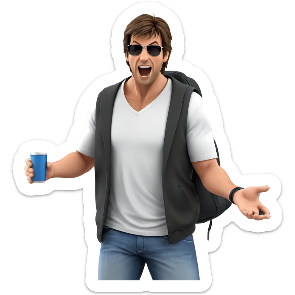 casual cool guy portrait sticker