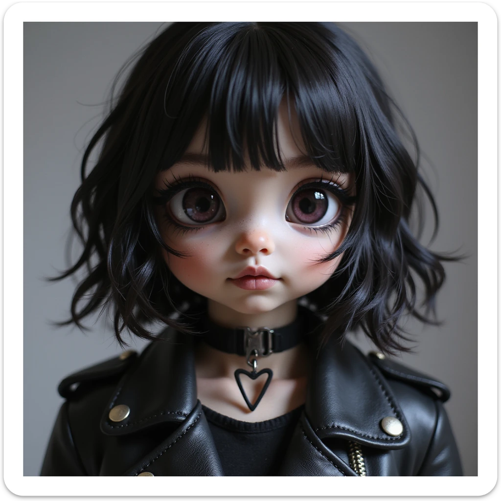 BLACKPINK inspired goth emoji, photorealistic style, smoky eyes, leather jacket sticker