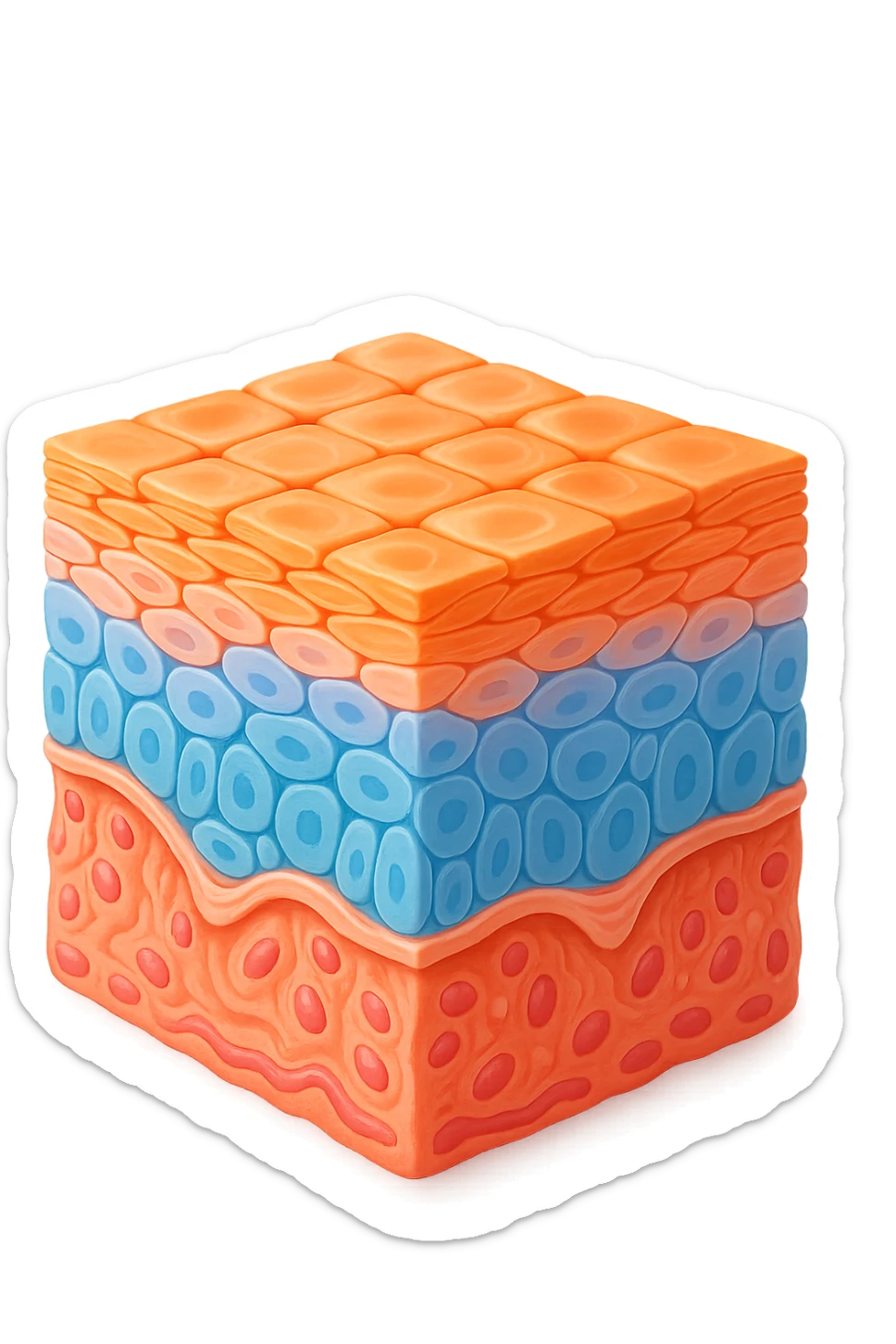 tessuto porzione di epidermide umana in salute 3d sticker