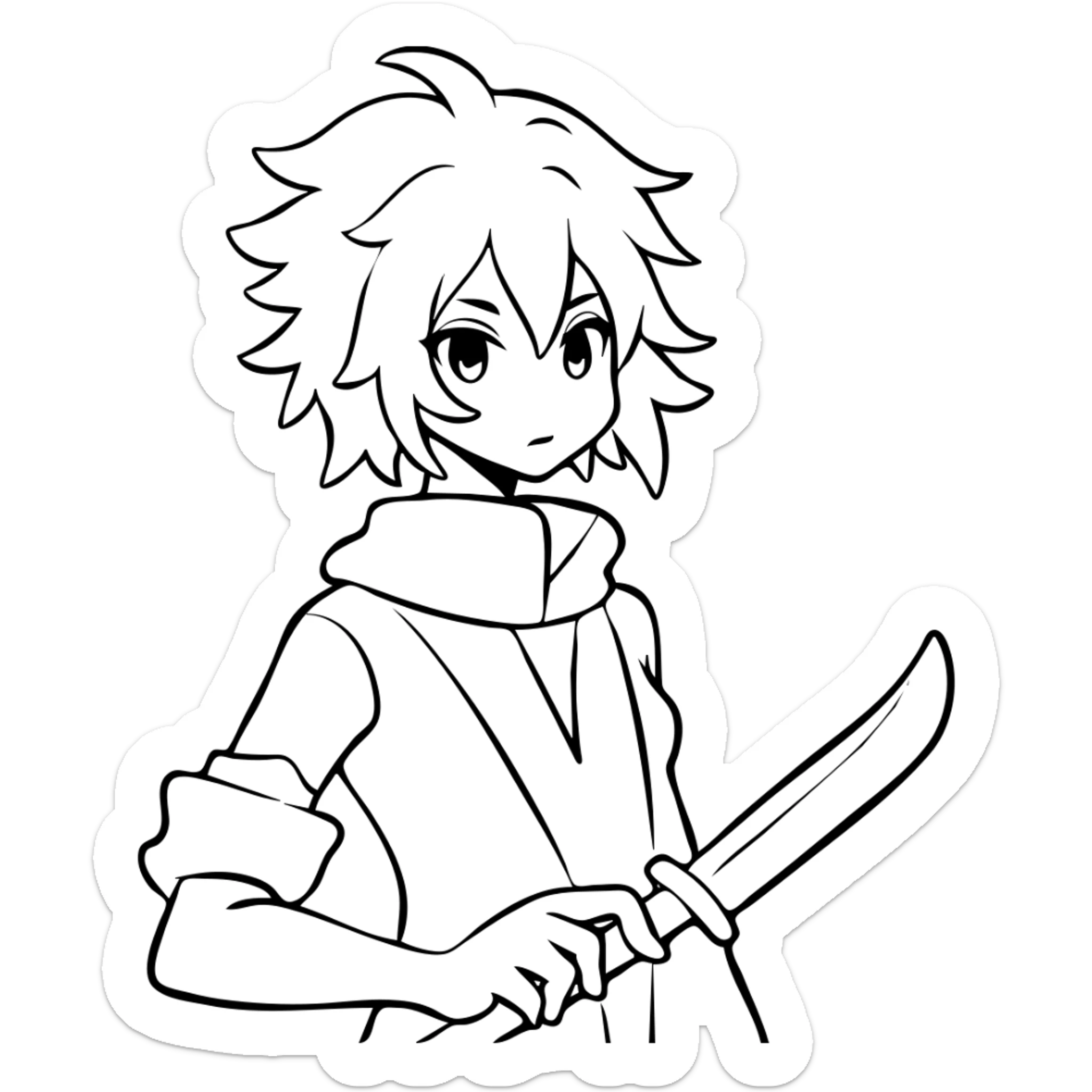 Jett from Valorant, a female character with short white hair, holding kunai knives, wind abilities sticker