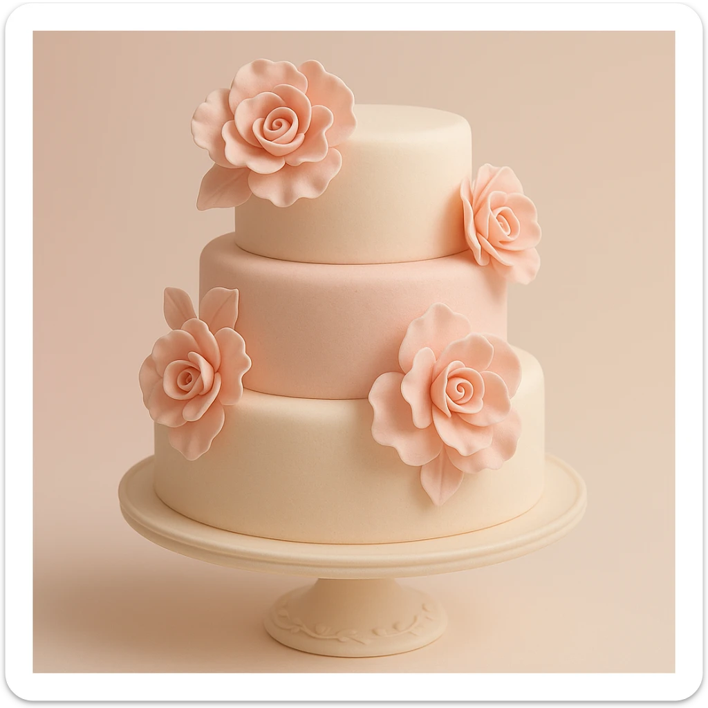 wedding cake with pink fondant flowers sticker