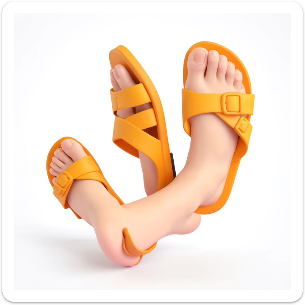 facebook emoji style, a hand holding a sandal, sandal wound up as if about to be used to hit something, dynamic pose, concise sticker