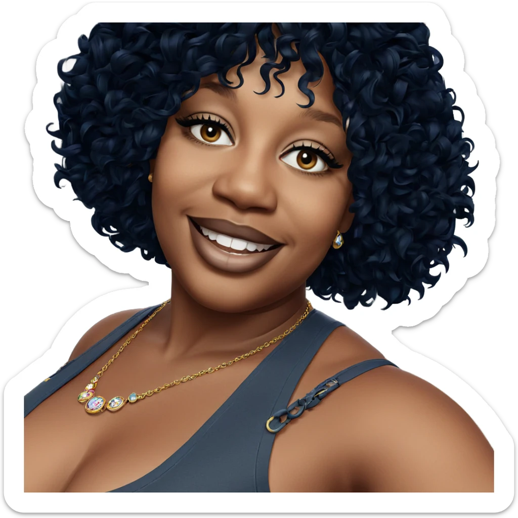 smiling girl with jewelry sticker