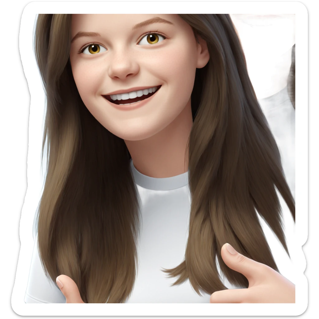 happy girls in white shirts sticker