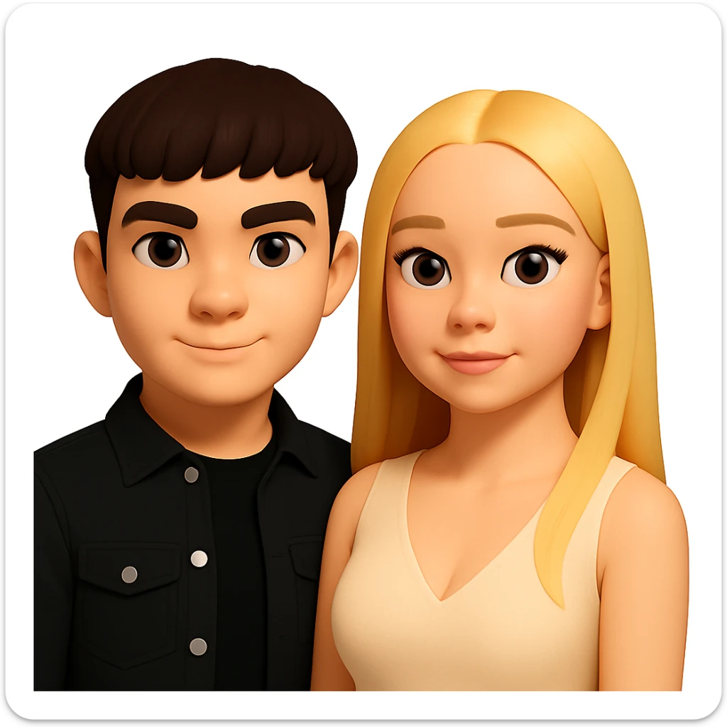 Slightly increase the volume of the upper body of the girl and rotate her to face forward. Preserve the style of the original image. Remove the background. sticker