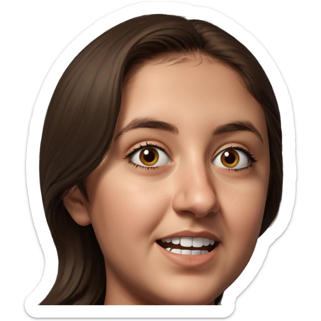 brown haired girl with meme sticker