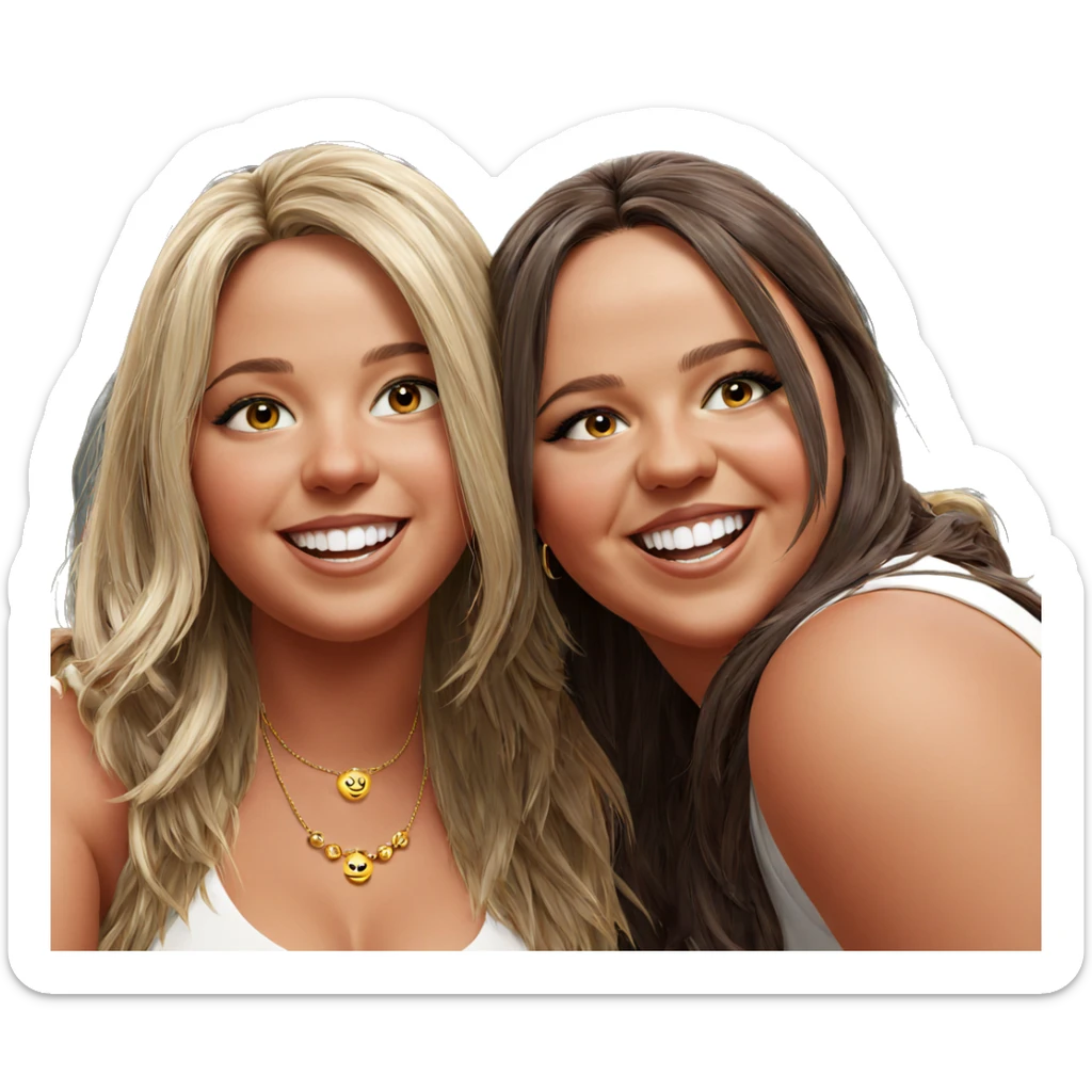 smiling girls with jewelry sticker