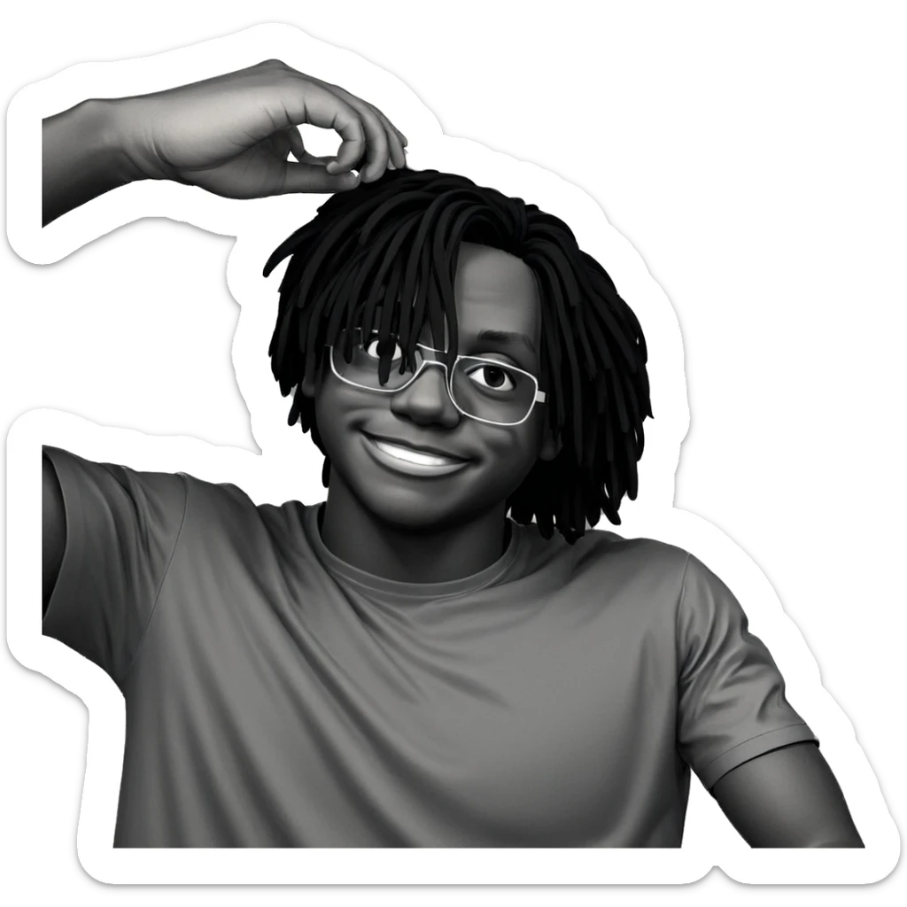 smiling boy in monochrome sticker