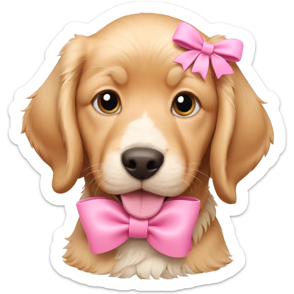 adorable dog with pink bow sticker