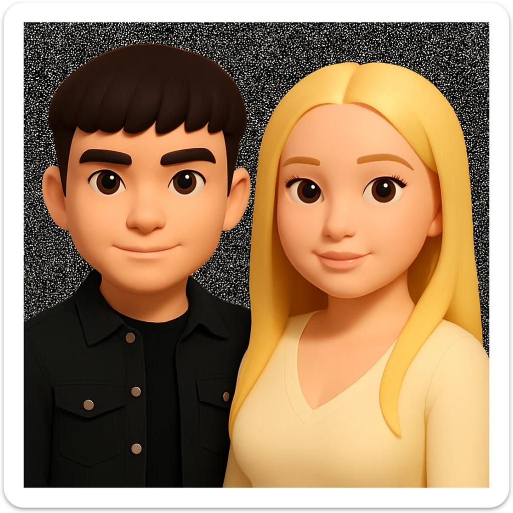 Slightly increase the volume of the upper body of the girl, slightly turn her to face forward, and make the skin color uniform. Maintain the cartoonish 3D style in the edit. sticker
