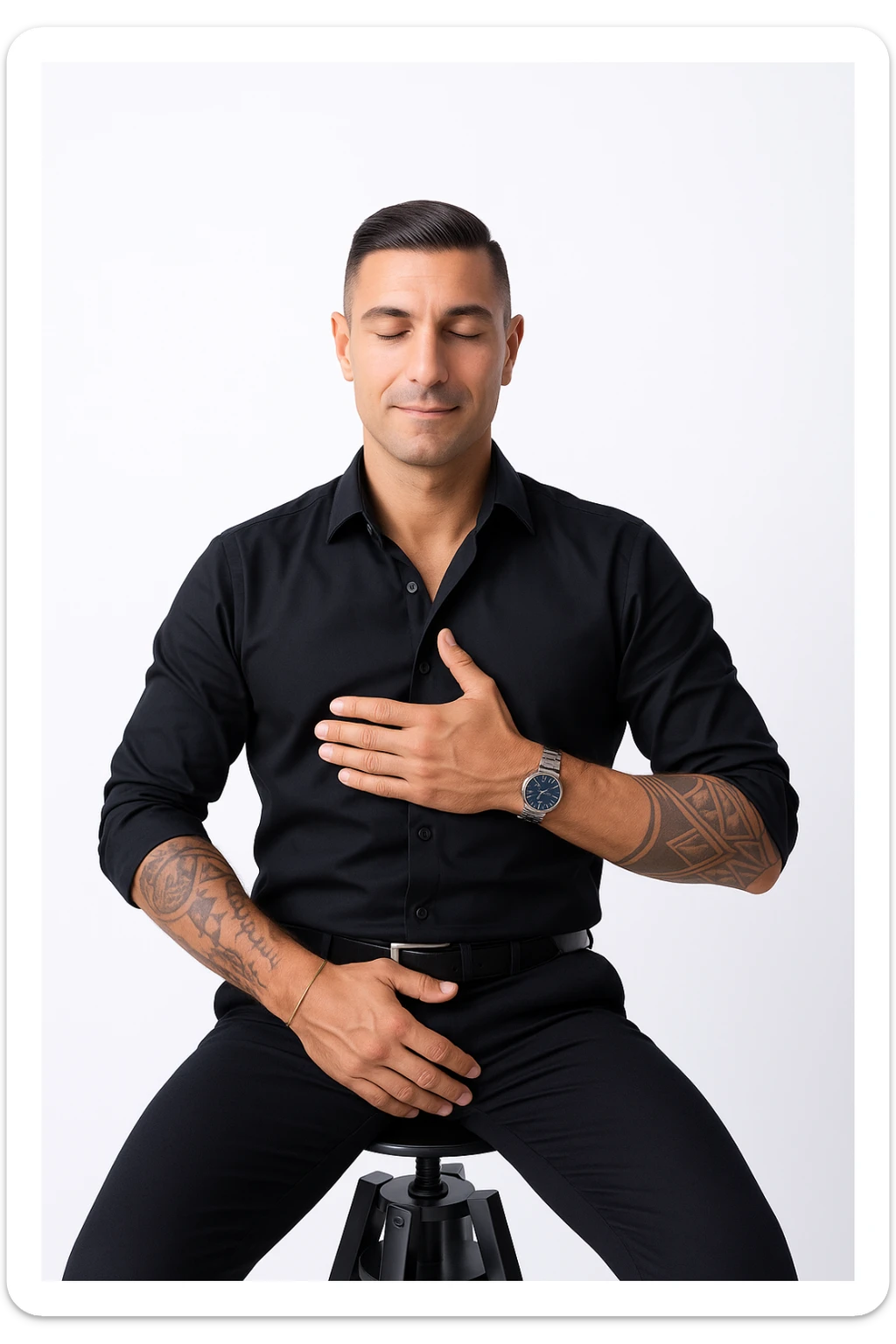 Uomo che applica la respirazione per calmare il suo sistema nervoso sticker