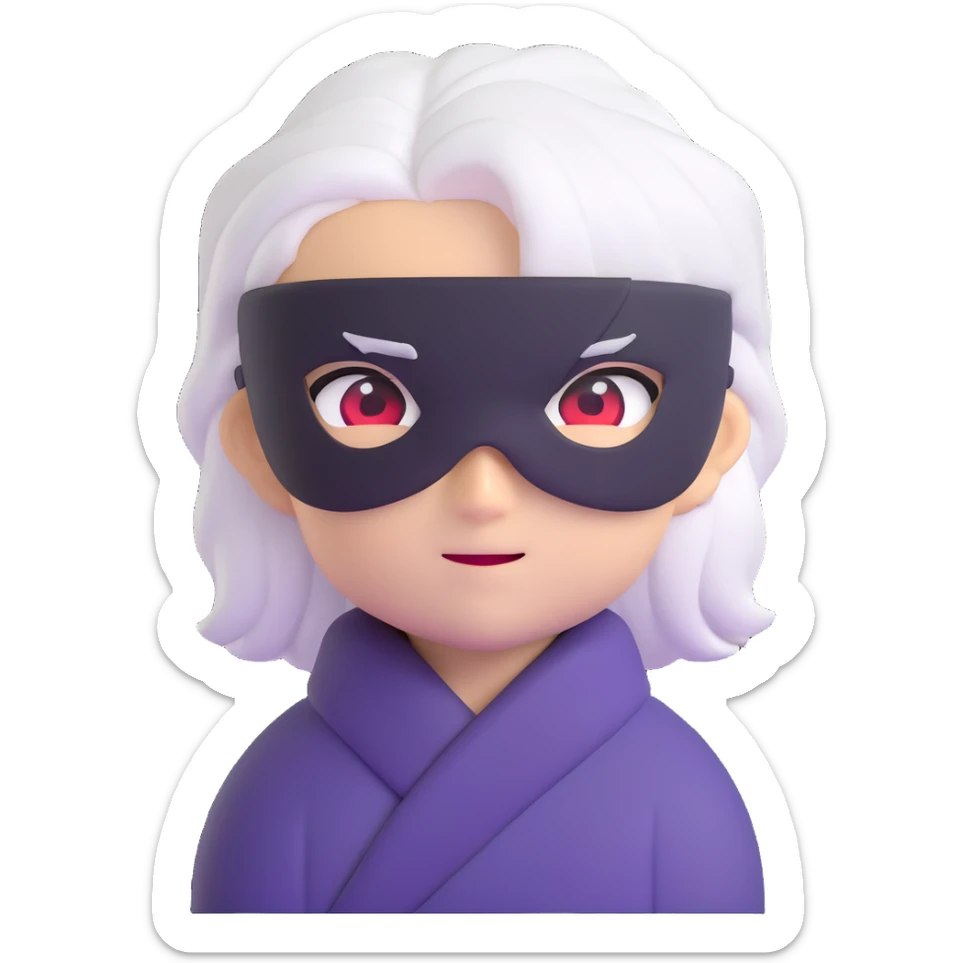 Satoru Gojo from Jujutsu Kaisen, white hair, blindfold, confident smirk, chibi face proportions, energetic expression sticker