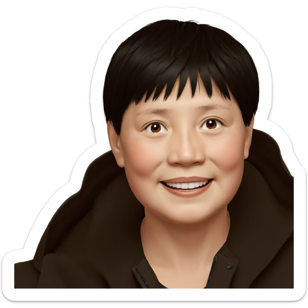 smiling boy with black hair sticker