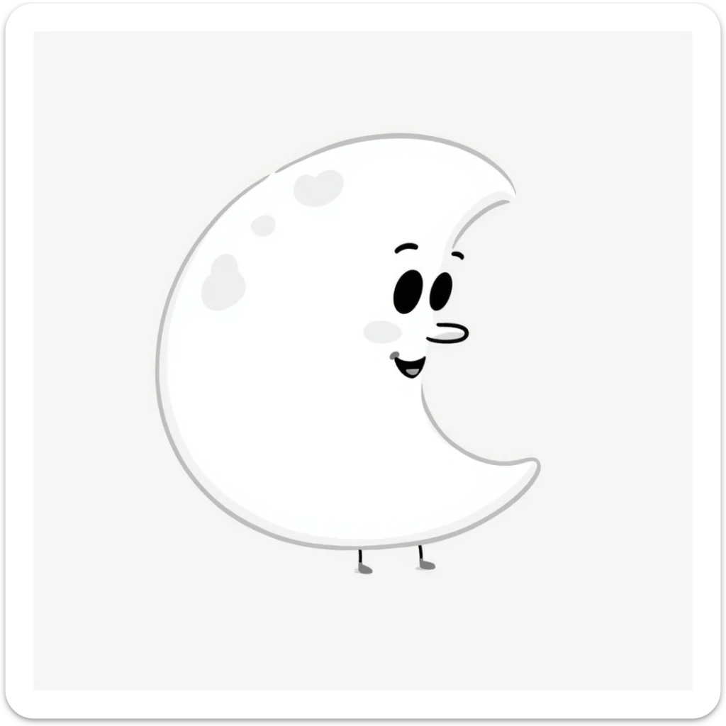 cartoon moon emoji, colored in #fb8275, animated line art style sticker