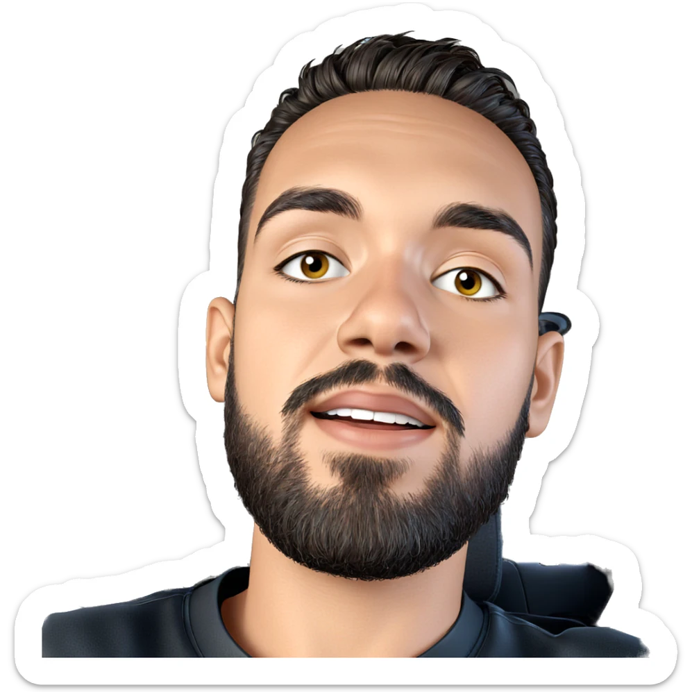 male portrait with car sticker