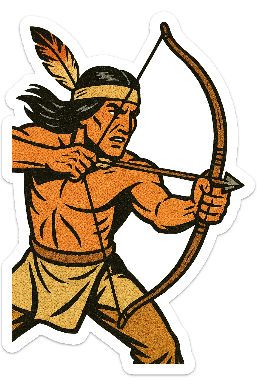 a native american warrior with a bow and arrow sticker