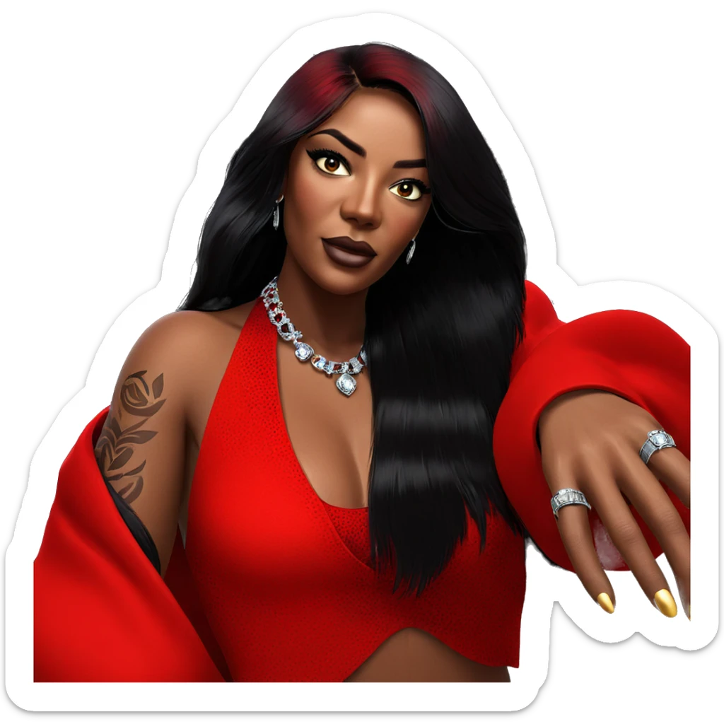 dark beauty with jewelry sticker