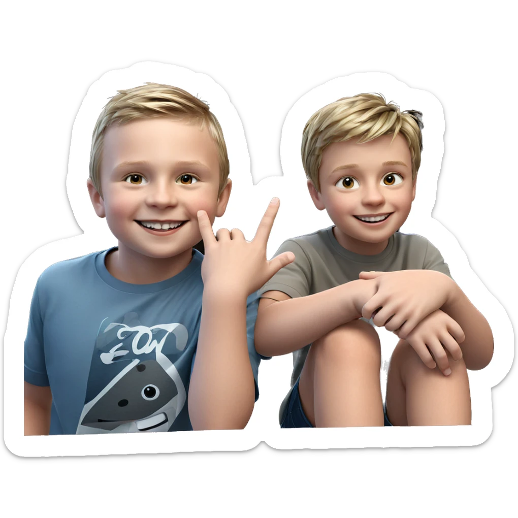 two boys sharing a smile sticker