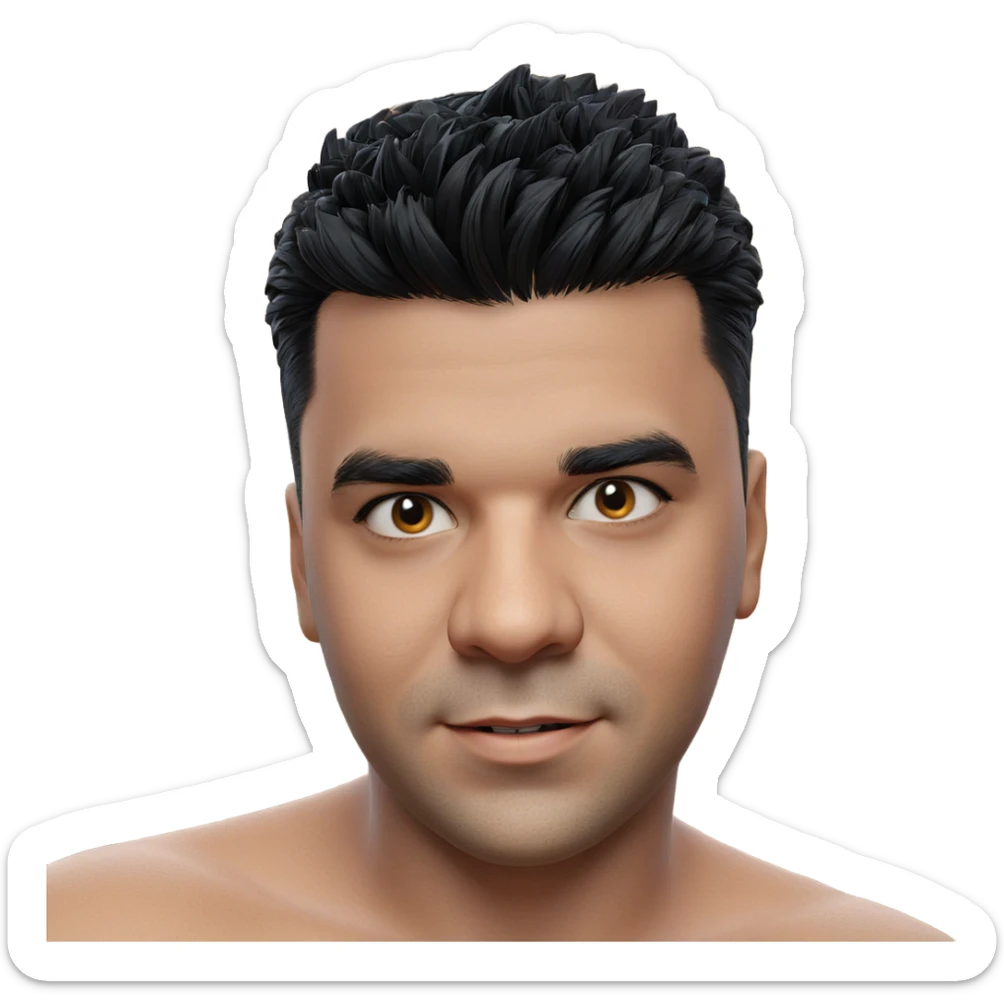 smiling boy portrait with black hair sticker