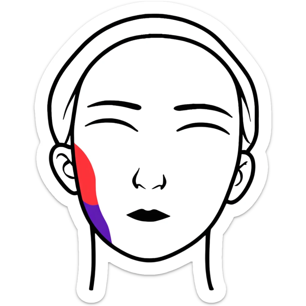 A person with half their face as a colorful abstract painting, symbol of artistic self-expression sticker