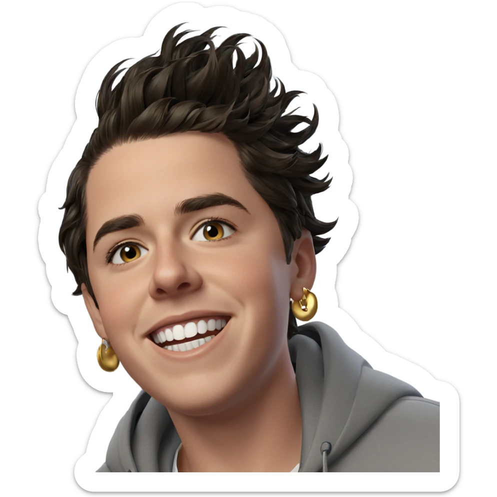 smiling boy with earrings sticker