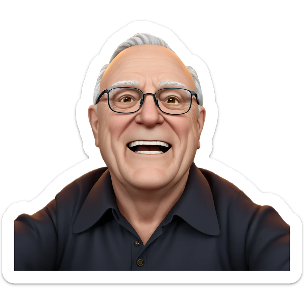 old man with glasses smiling sticker