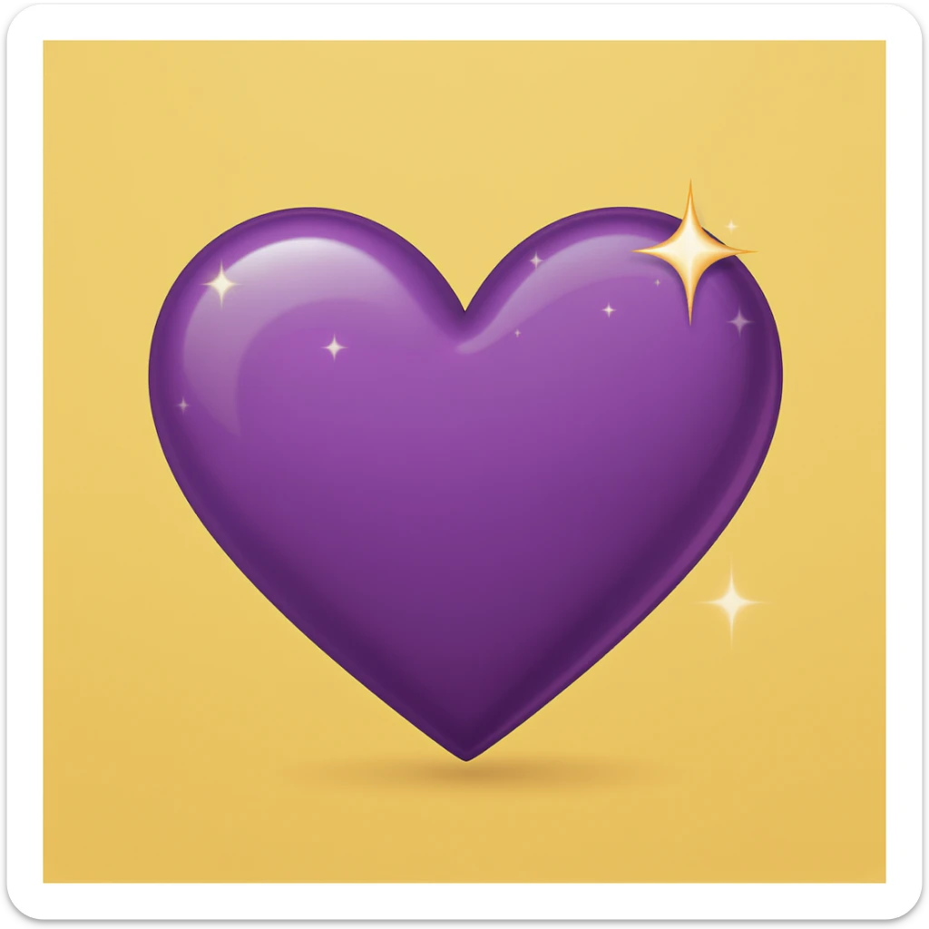 purple heart emoji with sparkles sticker