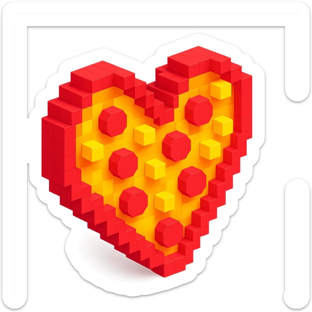pizza with pineapple and a heart-shaped crust sticker