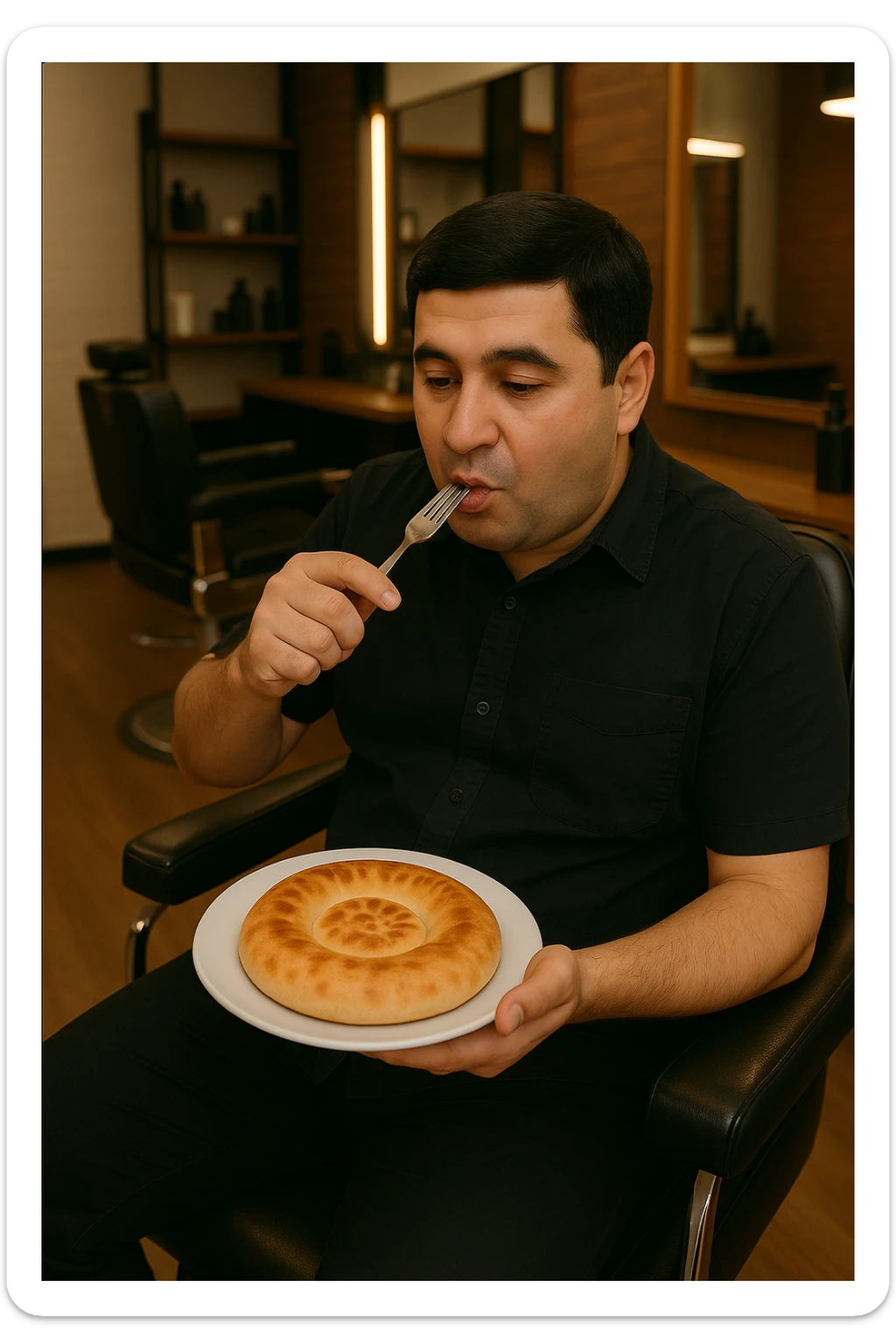 birinchidagi odamni yuziga 2 rasmdagi odamga uzidak qilib chizib bergin xuddu shunday non yen utirganini sticker