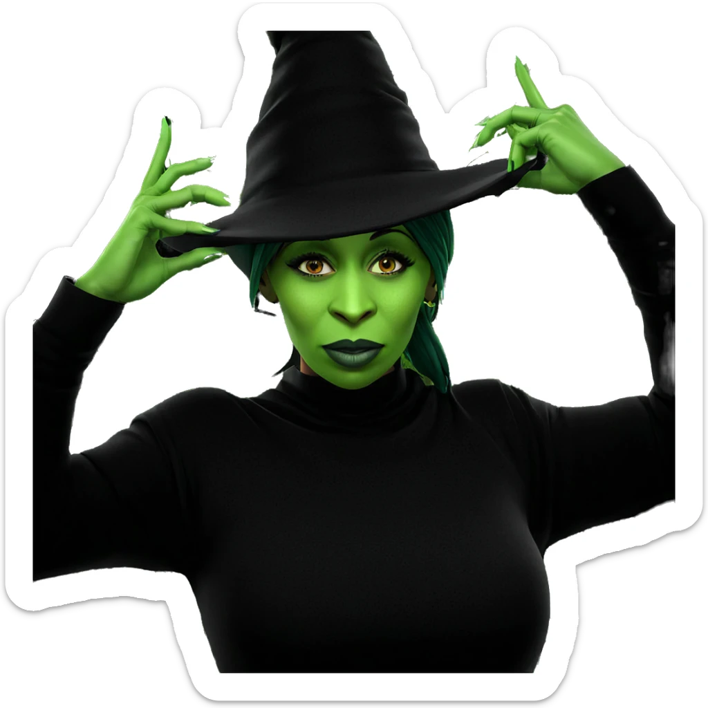 witchy girl with green skin sticker