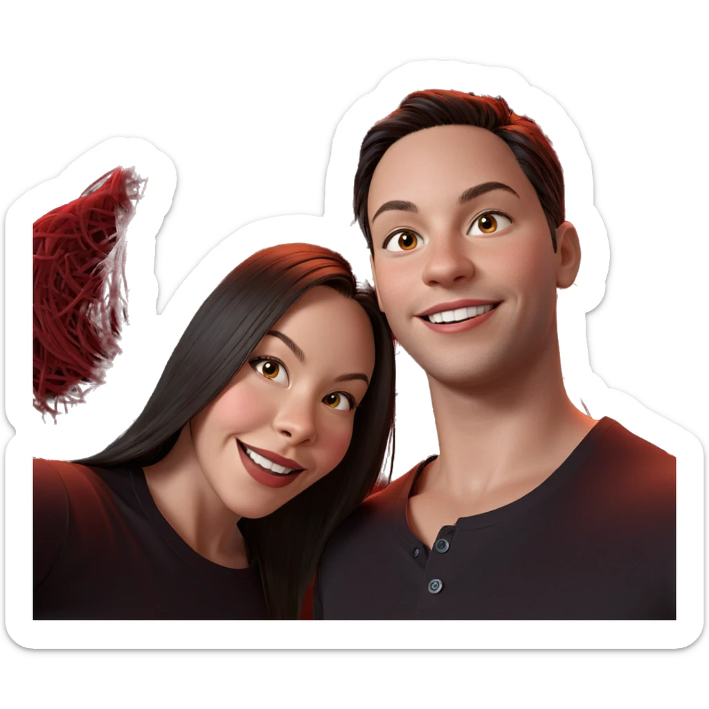 smiling girl with boy portrait sticker