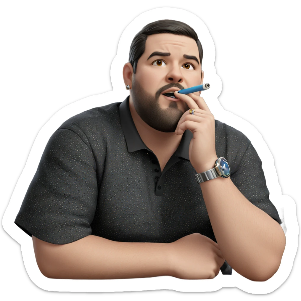 guy with earrings and smoke sticker