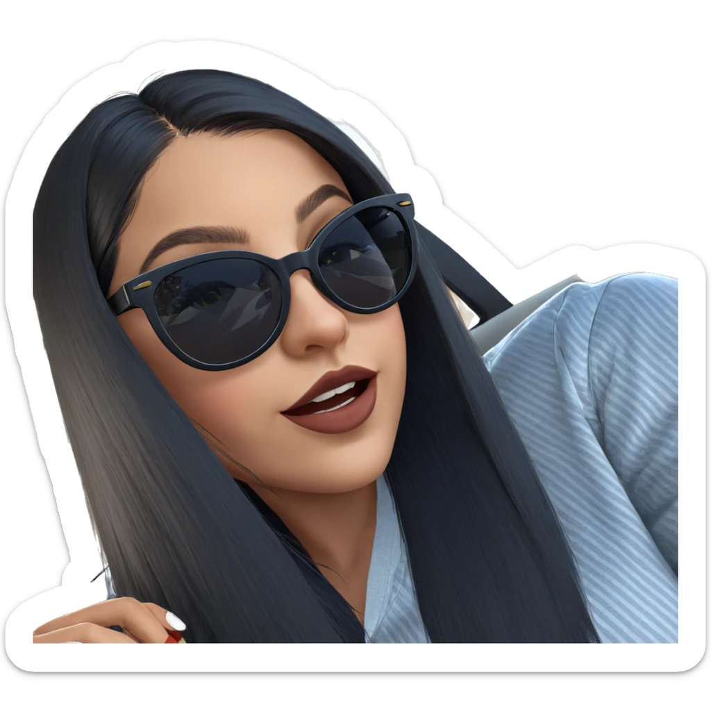 girl with sunglasses in car sticker