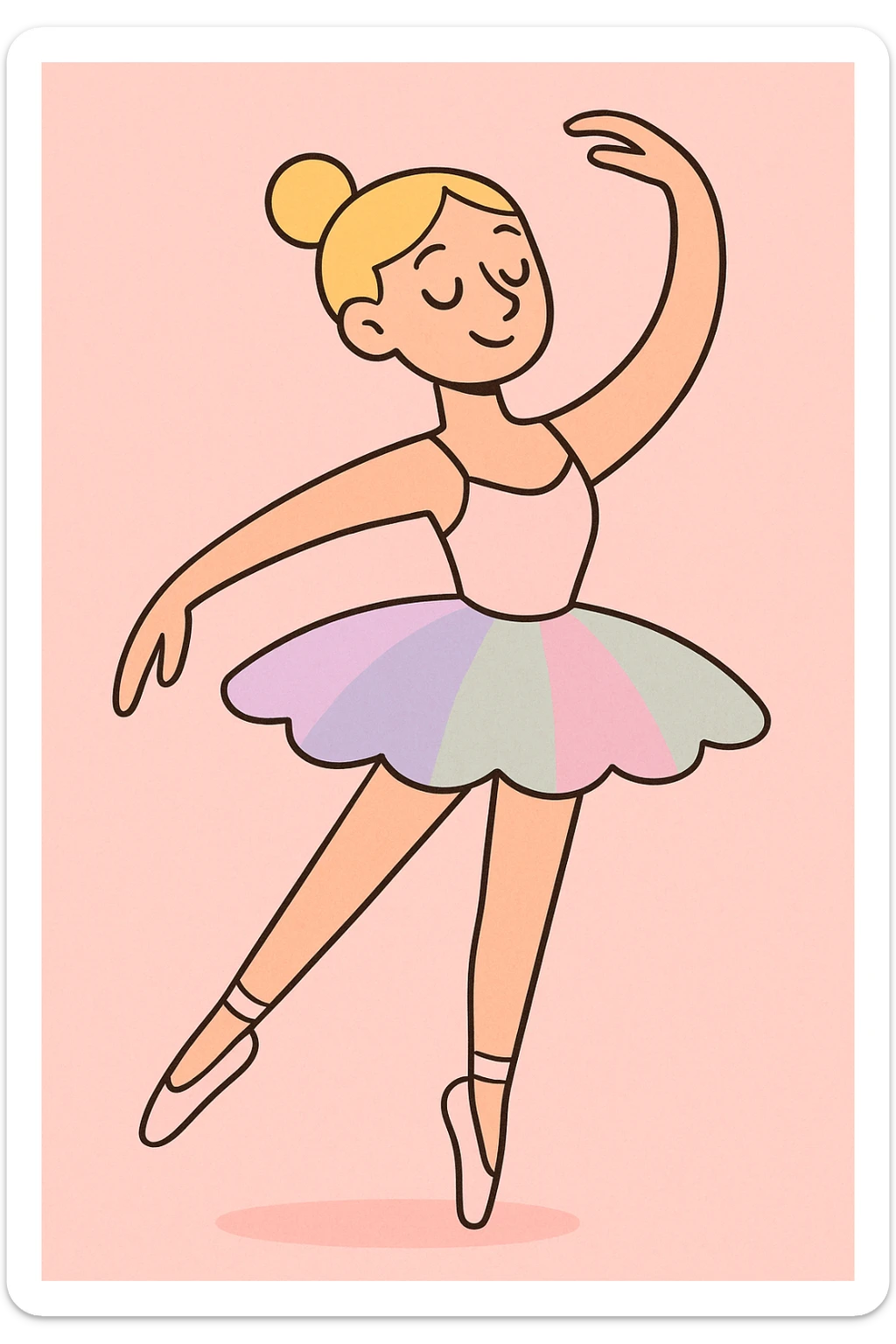 ballerina with blonde hair and white skin, elegant pose, soft pastel colors, delicate tutu, graceful expression sticker