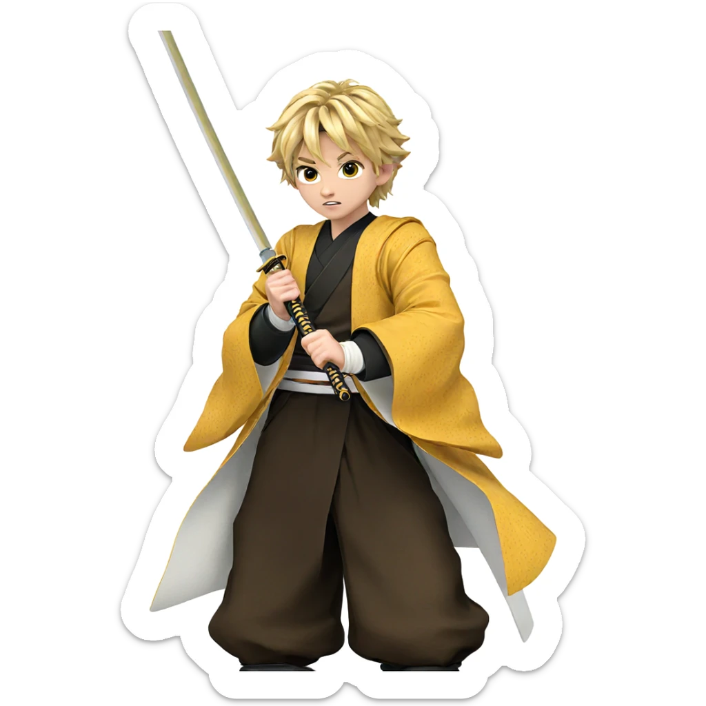 blonde boy with katana sticker