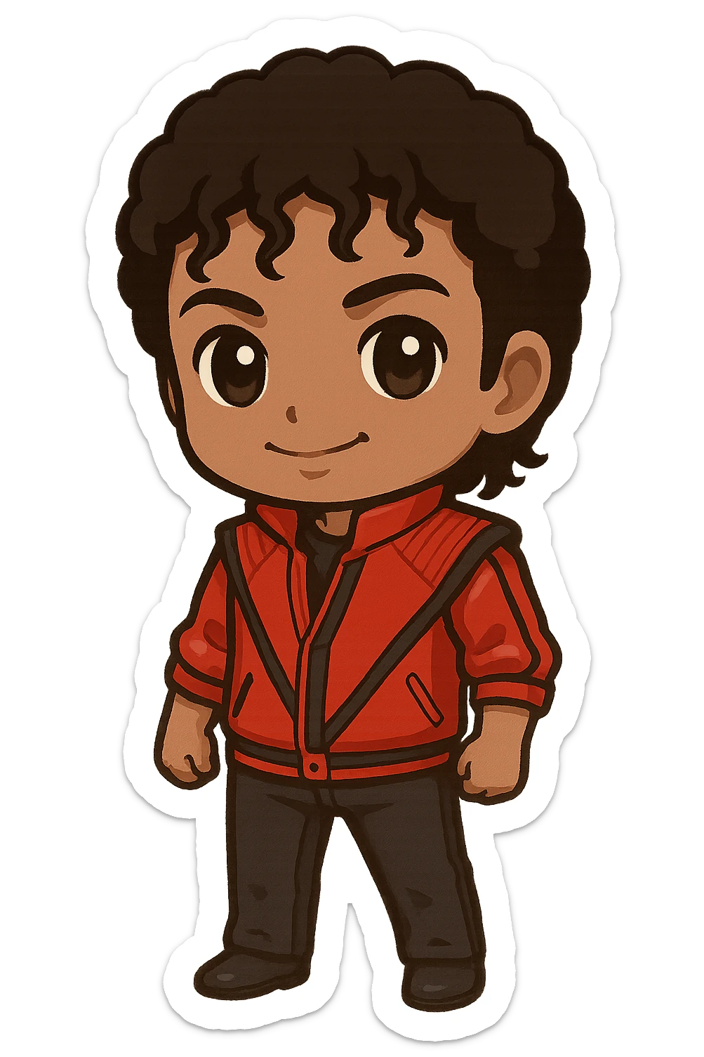Michael Jackson with his Thriller jacket sticker