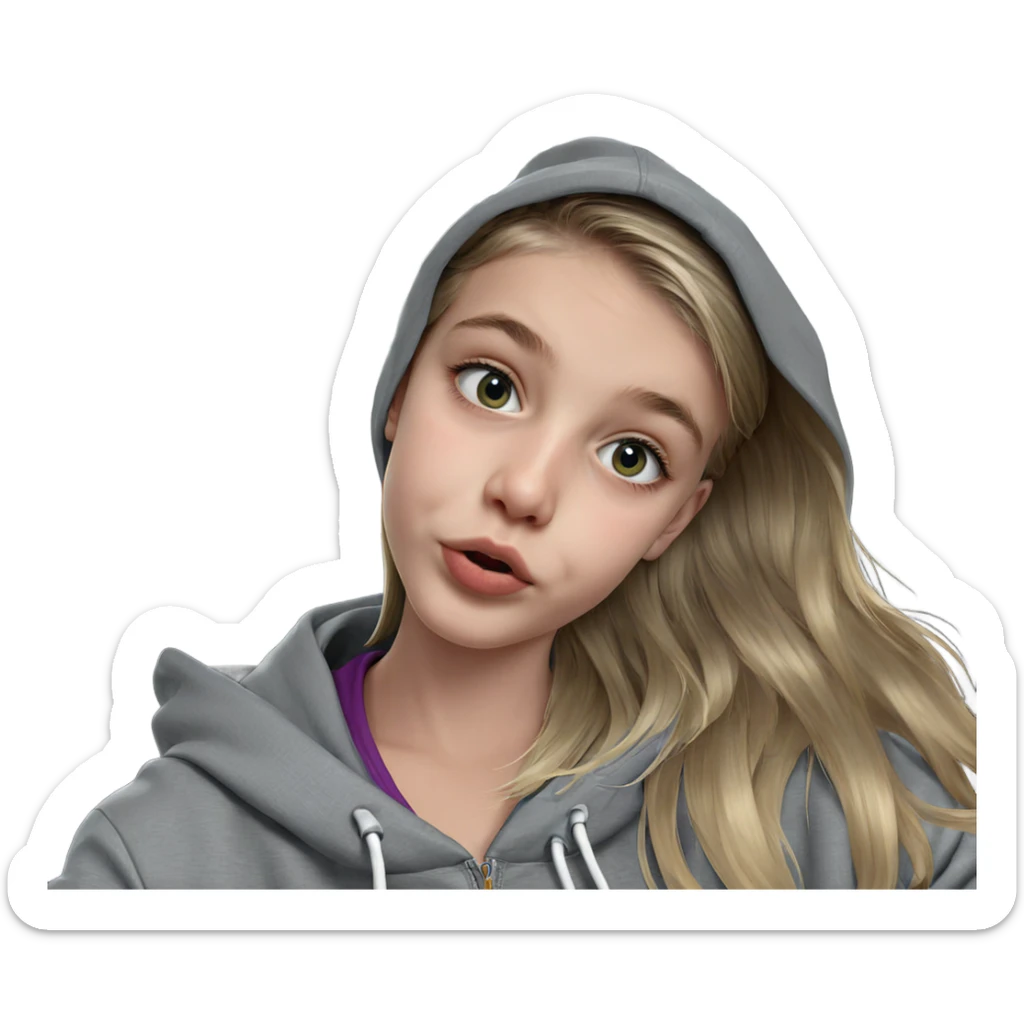 blonde girl with hoodie indoors sticker