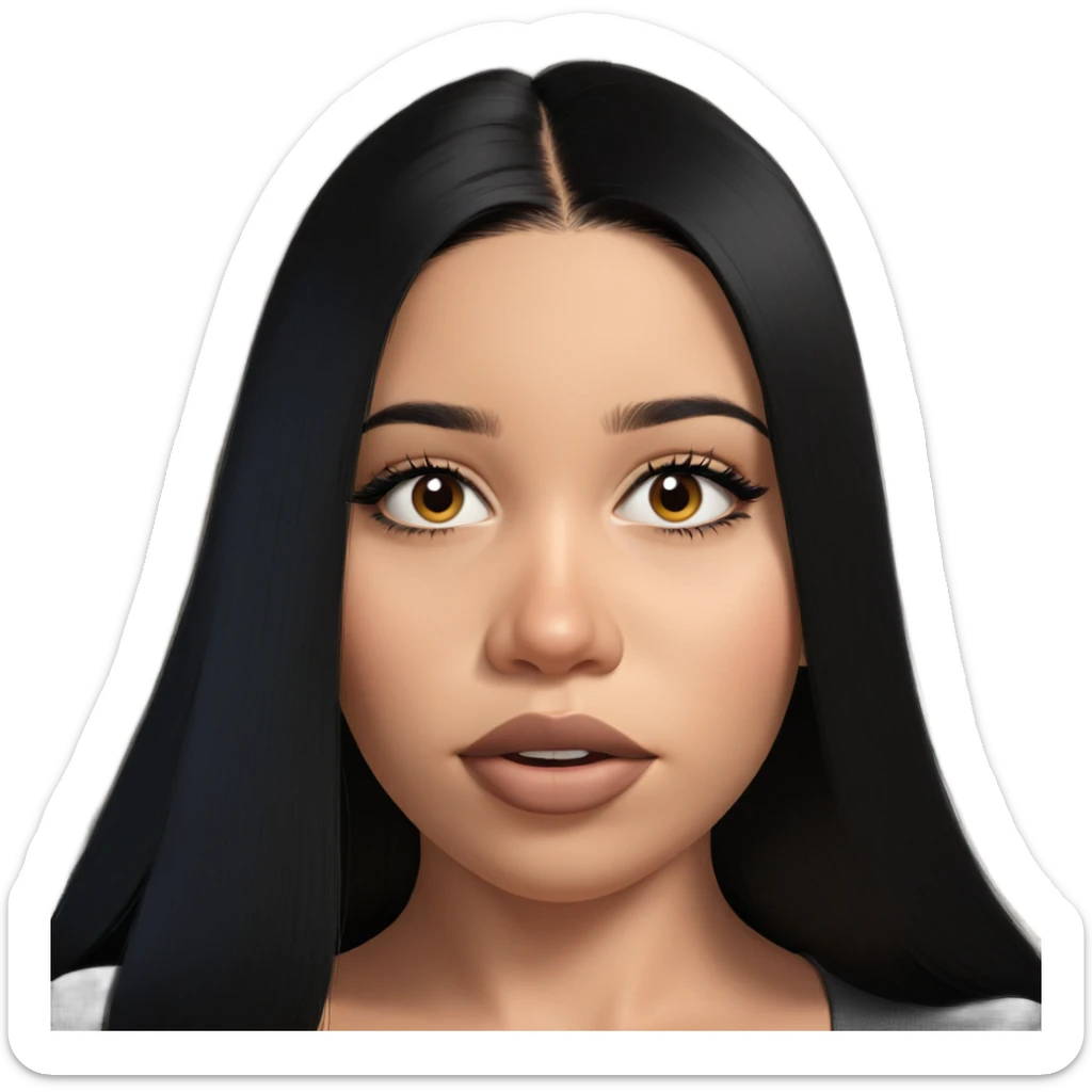 girl with black hair portrait sticker