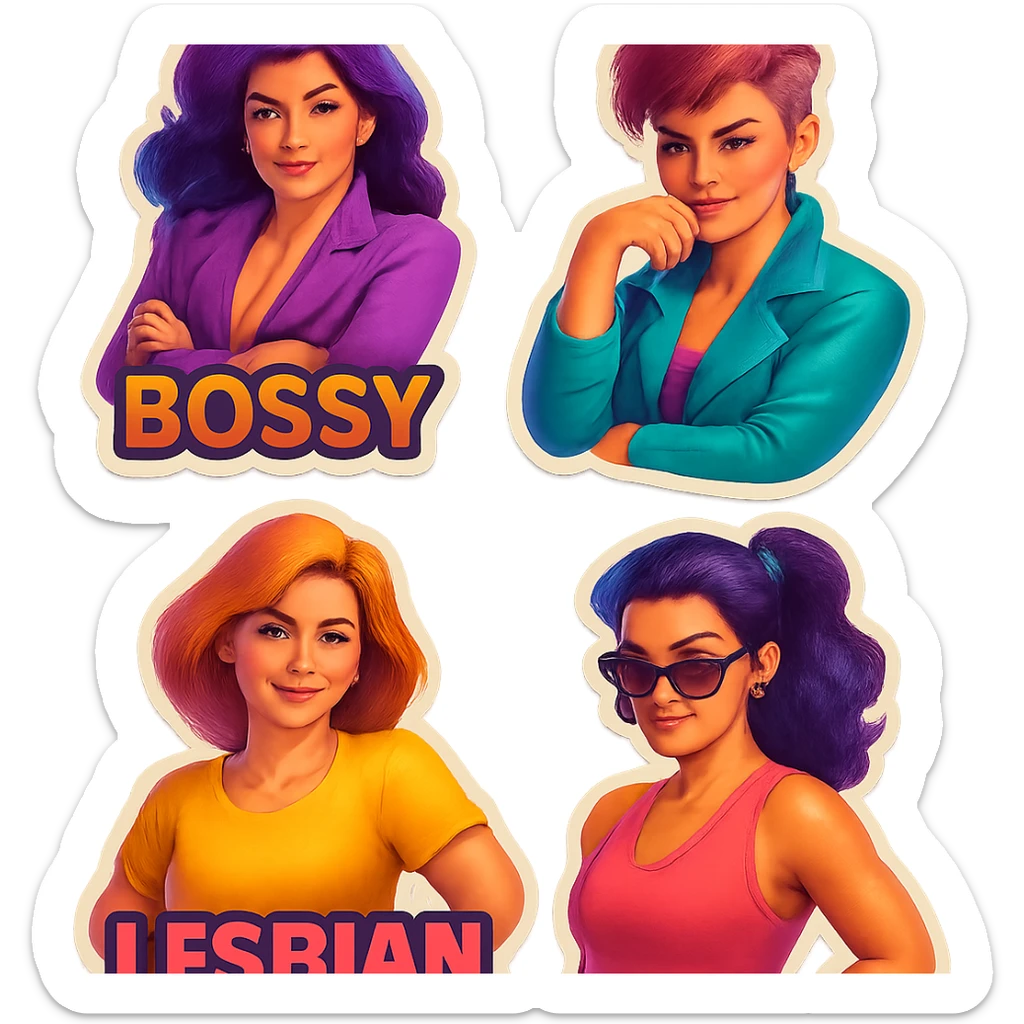 lesbian sticker pack - women who made it for women who love women - bossy dominative style, teasing sticker