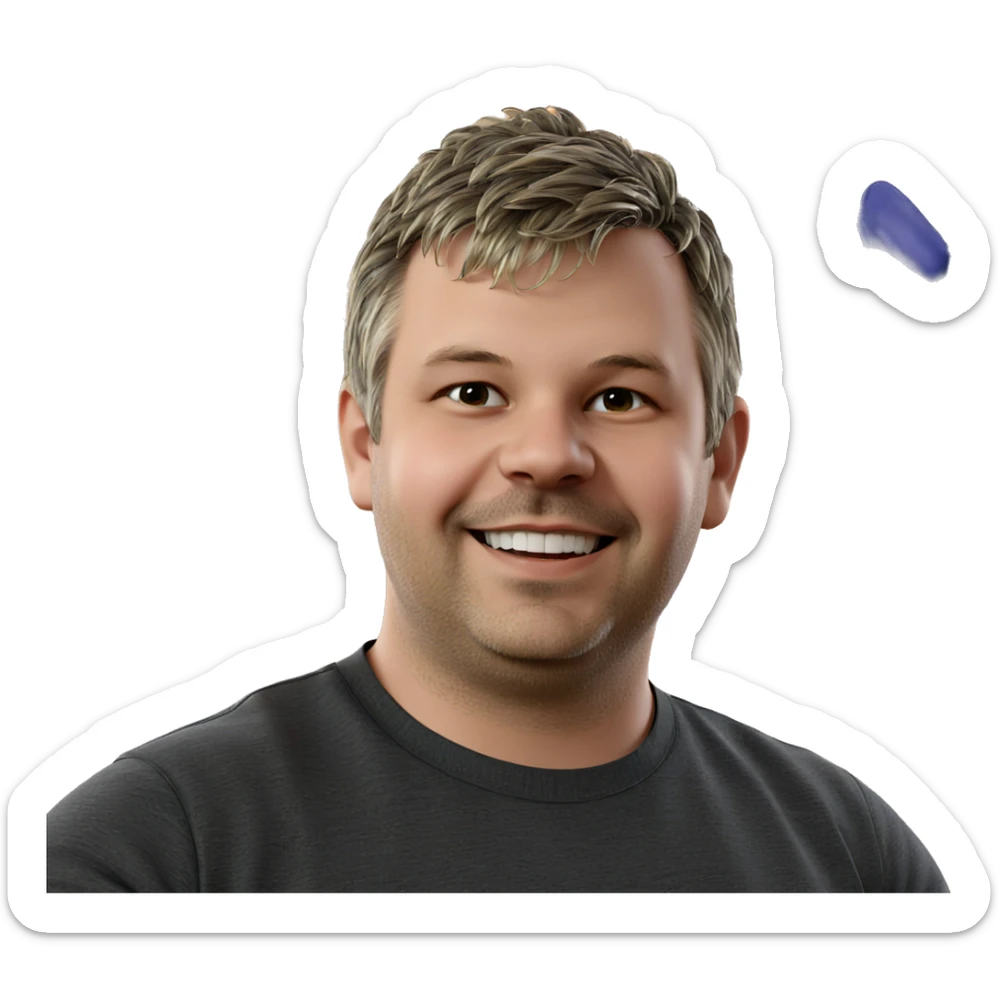 smiling boy under a tree sticker