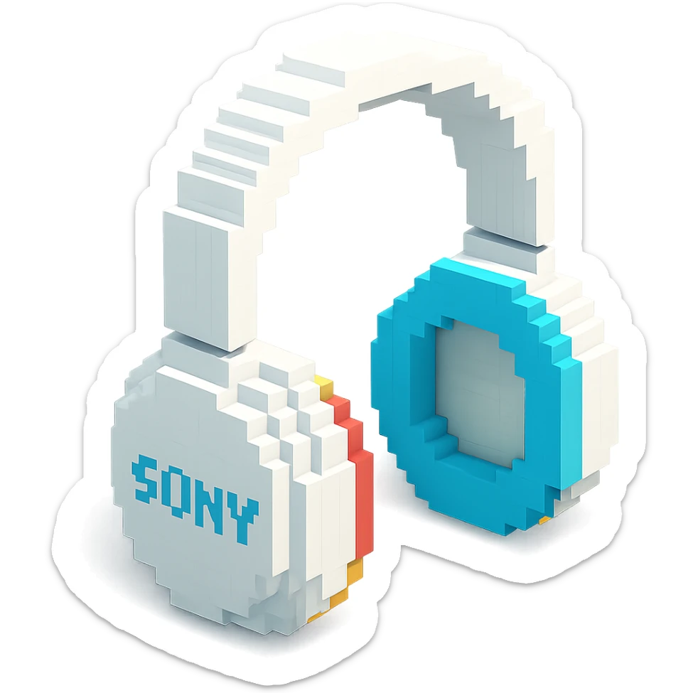 full-size white Sony headphones sticker
