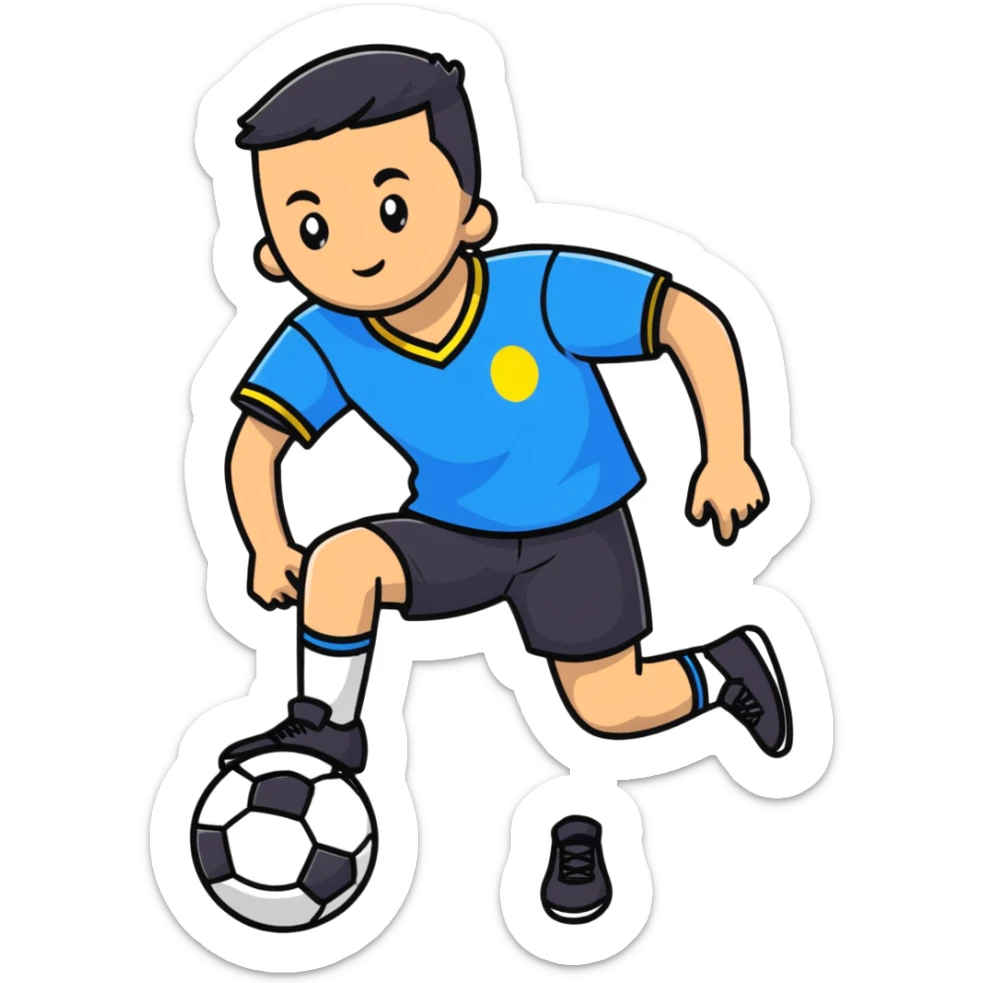 Ukrainian young man in a white embroidered shirt playing sports sticker