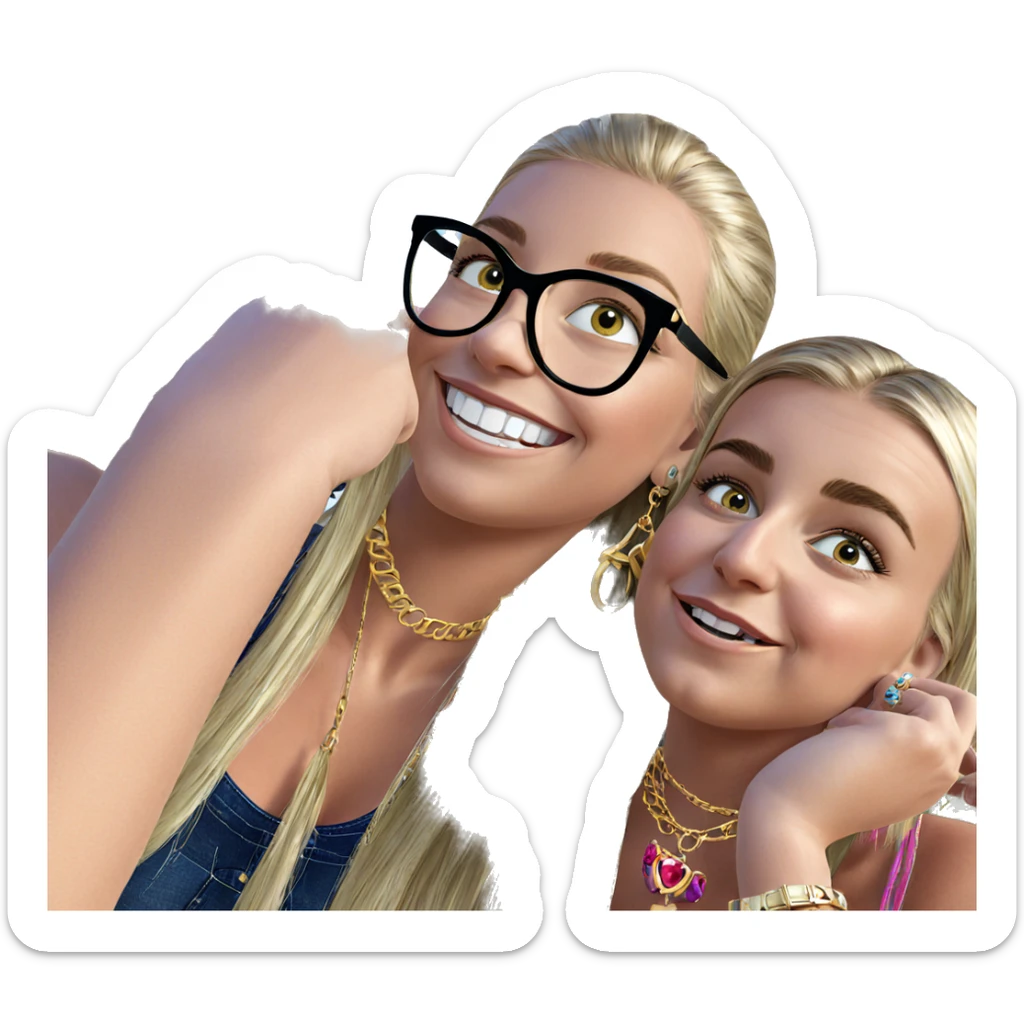 smiling blonde with jewelry outdoors sticker