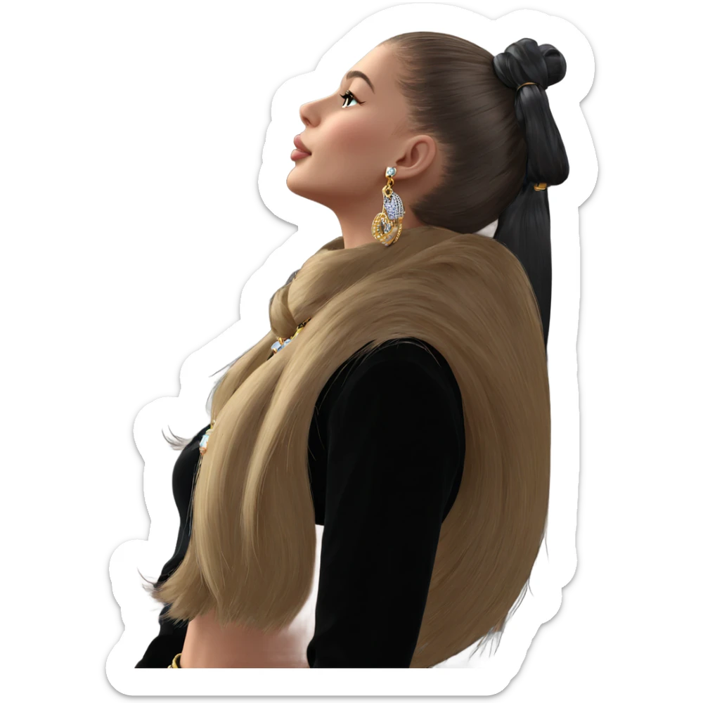 girl holding jewelry in profile sticker