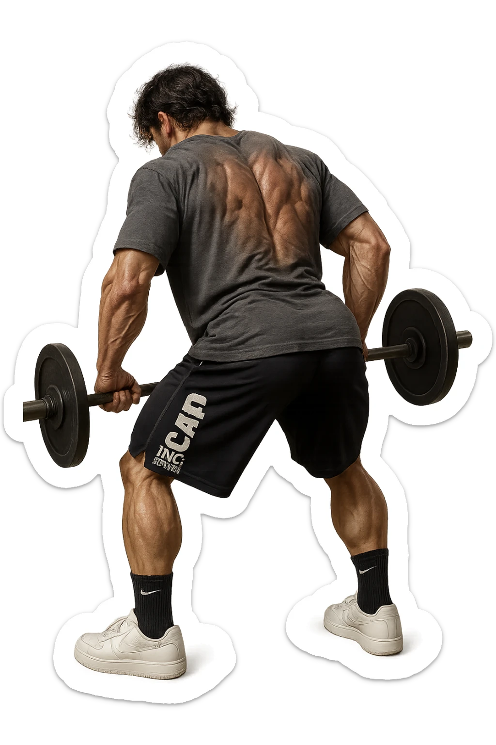 lascia questa immagine identica ma aggiungi fasci muscolari e spina dorsale sulla sua schiena, iperealistico 4k sticker