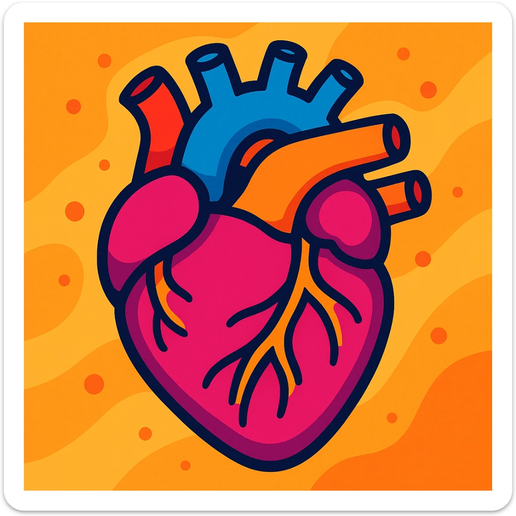 anatomical human heart, cartoon style, vibrant colors, stylized sticker