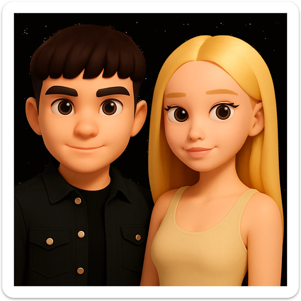 Change the girl's outfit to a tank top while keeping her appearance and pose the same. The style should remain consistent with the original 3D emoji style shown in the reference image. sticker