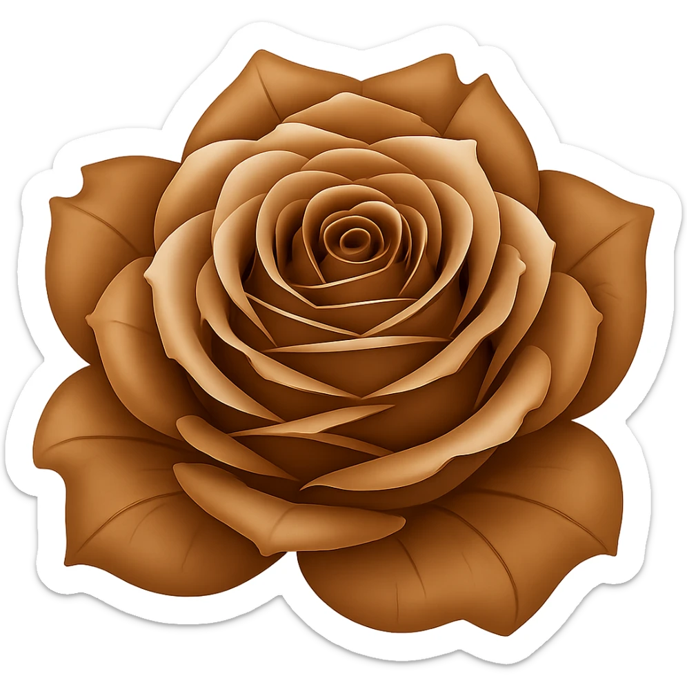 Make the frozen rose brown in the style of emoji, keeping the emoji style look, with no background. sticker