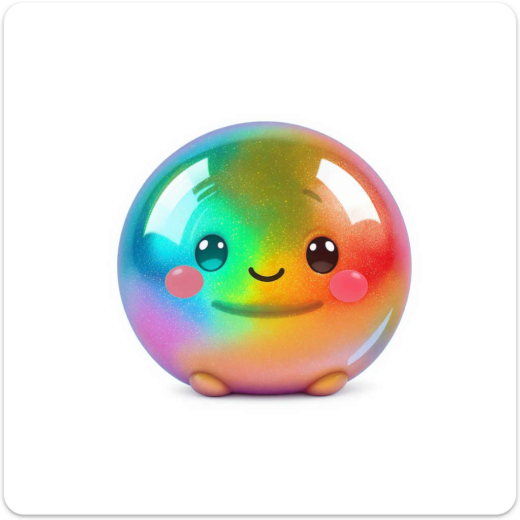 cute and shiny object with a gradient effect, no background sticker